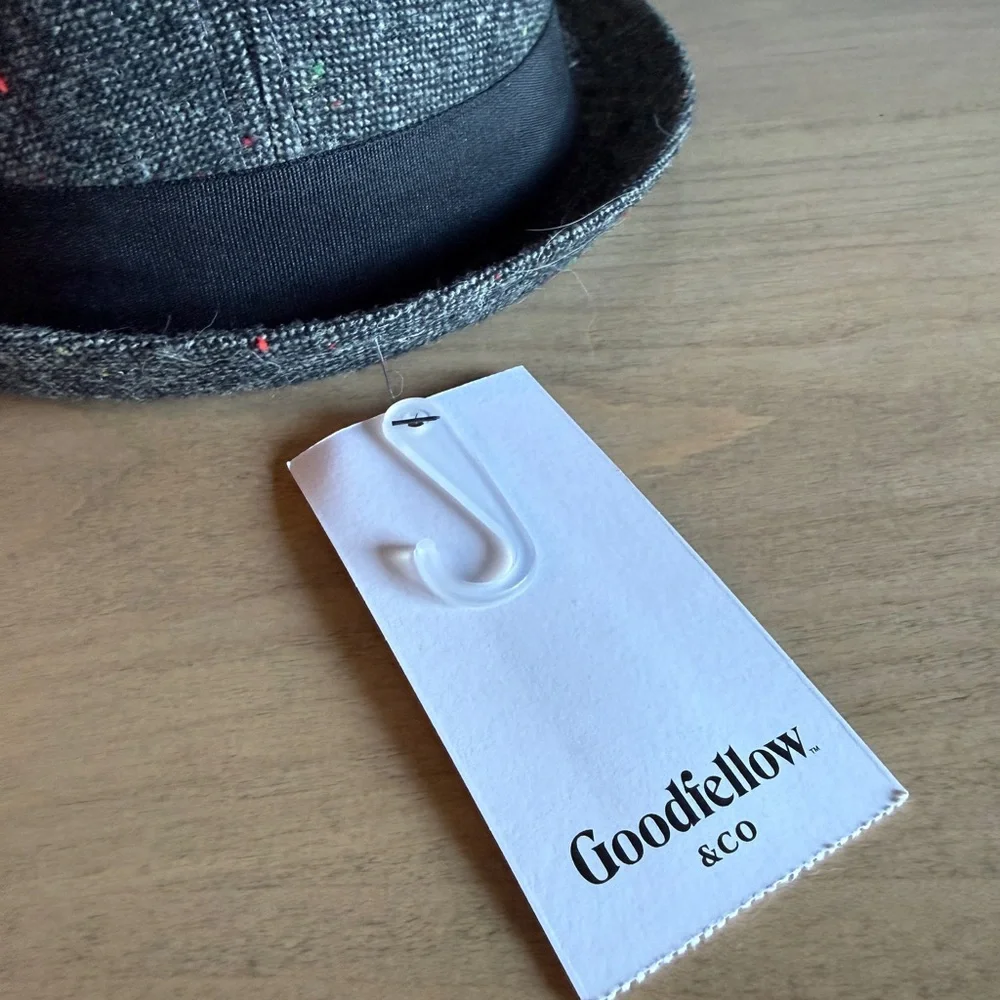 NWT Goodfellow & Co Fedora Hat, Tweed Grey & Black, M/L